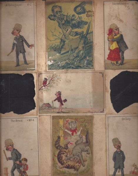 19th Century Lot of (12) Victorian Era Cards Affixed to a Backing Board