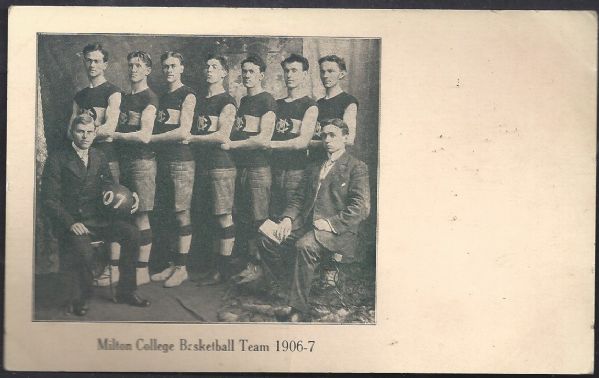 1906-07 Milton College Basketball Team Photo Postcard 