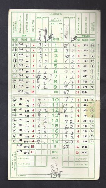 1950's Green Valley (Pa.) Country Club Golf Scorecard 