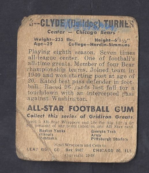 1948 Bulldog Turner (HOF) Leaf Football Card