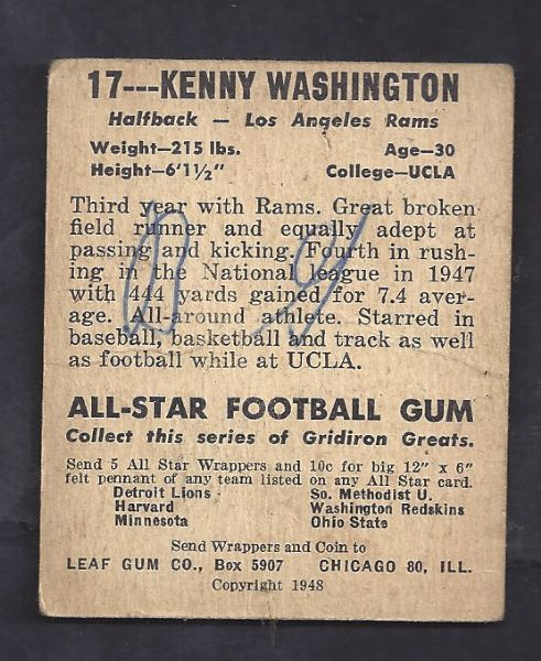 1948 Kenny Washington Leaf Football Card 