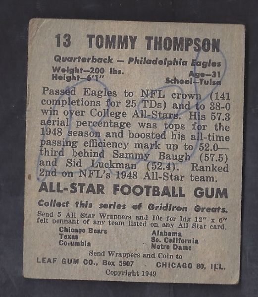 1948 Tommy Thompson (Philadelphia Eagles - QB) Leaf Football Card 