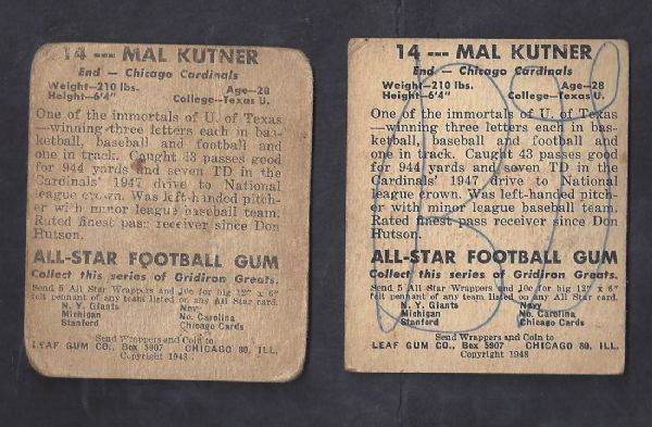 1948 Mal Kutner (Chicago Cardinals) Leaf Football Card