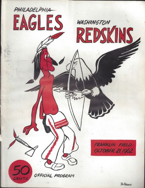 1962 Philadelphia Eagles (NFL) vs Washington Redskins Football Program 