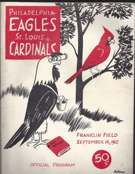 1962 Philadelphia Eagles (NFL) vs St. Louis Cardinals Football Program 