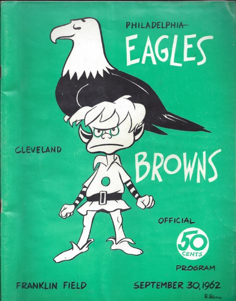 1962 Philadelphia Eagles (NFL) vs Cleveland Browns Football Program 