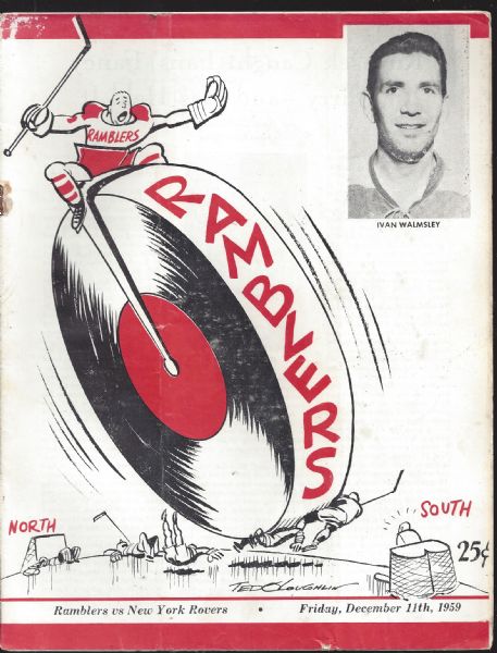 1959 Philadelphia Ramblers (EHL) vs NY Rovers Pro Hockey Program 