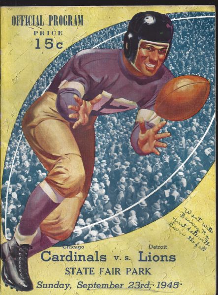 1945 Chicago Cardinals (NFL) vs Detroit Lions Football Program 