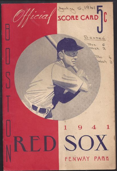 1941 Boston Red Sox Game Program 