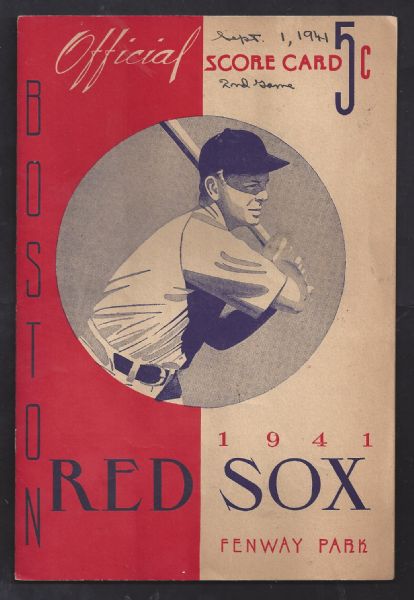 1941 Boston Red Sox Game Program 