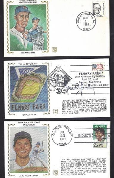 Boston Red Sox 1st day Covers with Ted Williams, Carl Yastrzemski and Fenway Park