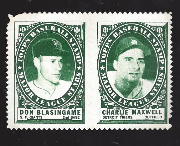 1961 Topps Stamps Uncur Panel with Charlie Maxwell & Don Blasingame 