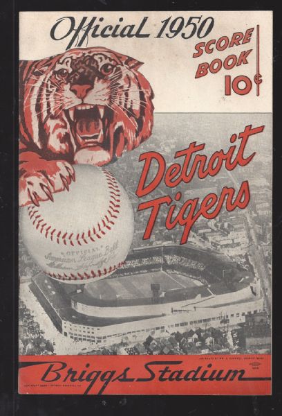 1950 Detroit Tigers (MLB) Program vs NY Yankees at Briggs Stadium