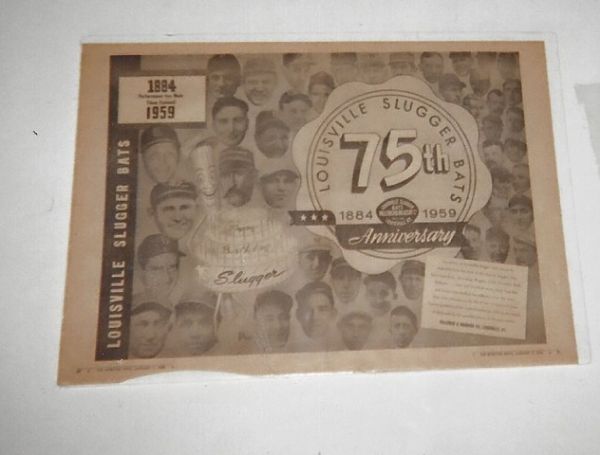 1959 Sporting News Louisville Slugger 75th anniversary Display Piece