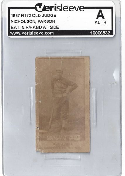 1887 Parson Nicholson Old Judge N172 Graded Authentic Baseball Card