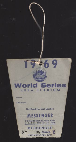 1969 World Series Messenger Pass at Shea Stadium 