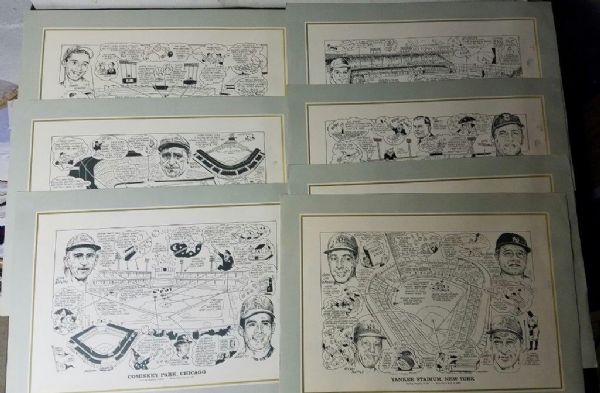 The Sporting News The Ball Park Series Large Size Pen and Ink Style Lithographs 