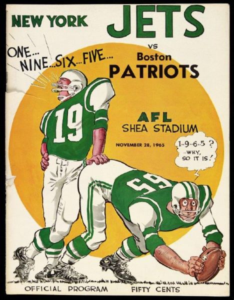 1965 NY Jets (AFL) Official program vs. Boston Patriots at Shea Stadium 