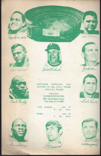 C. 1969 NY Jets (AFL) vs. Miami Dolphins Official Scorecard 
