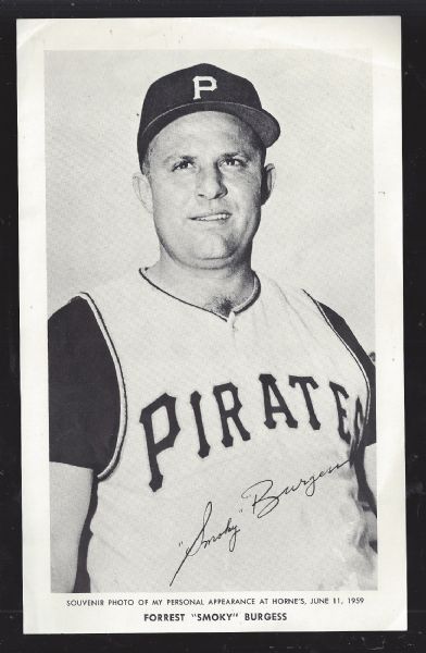 1959 Smoky Burgess (Pittsburgh Pirates) Horne's Department Store Personal Appearance Photo Giveaway 