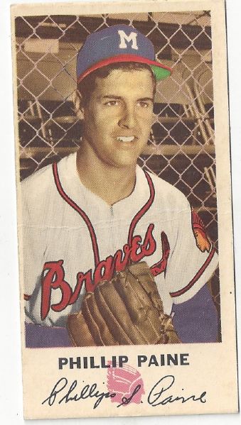 1952 Phillip Paine - Johnstons Cookies - Milwaukee Braves Card  