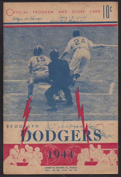 1944 Brooklyn Dodgers Program with Autographs