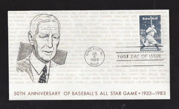 1933 - 1983 50th Anniversary of MLB 1st Day Issue Babe Ruth Stamp with Envelope