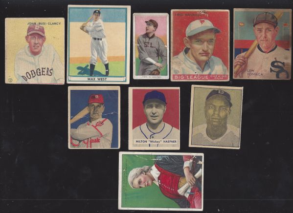 Epic lot of (9) Cards from 1911 through 1949 