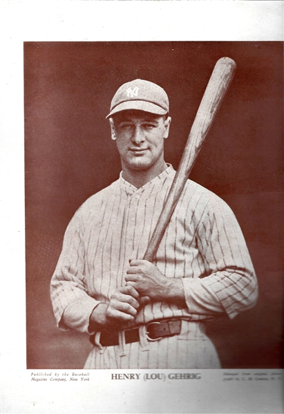 C. 1940's Lou Gehrig (HOF) Baseball Magazine Premium - High Grade