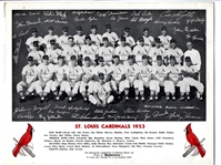 1953 St. Louis Cardinals (Budweiser Sponsored) BxW Team Photo - 8.75" x 10.5"