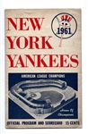 1961 NY Yankees Official Program vs. KC Athletics at NY - Mantle HR Game