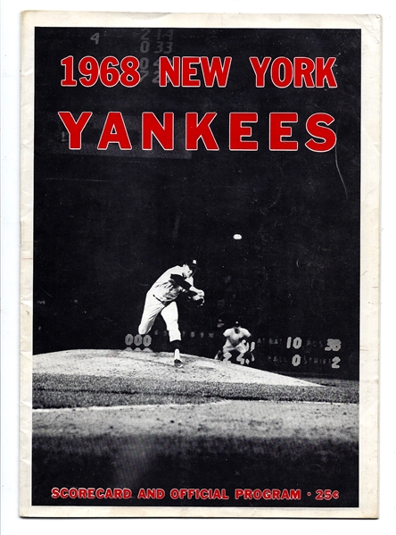 1968 NY Yankees vs. Boston Red Sox Official Program at Yankee Stadium