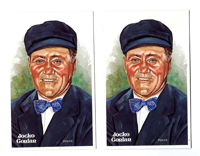 1981 Jocko Conlon (Umpire) Lot of (2) Perez Steele HOF Postcards - Both High Grade