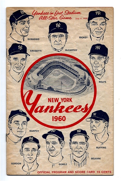 1960 NY Yankees vs. Cleveland Indians Official Program 