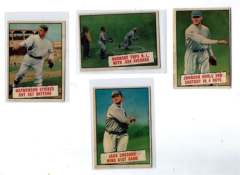 1961 MLB Thrills & Milestone Topps Cards: Walter Johnson, Christy Mathewson, Rogers Hornsby and Jack Chesbro