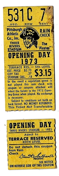 1973 Pittsburgh Pirates (Three Rivers Stadium) Opening Day Ticket