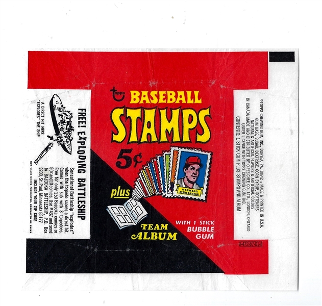1969 Topps Baseball Stamps Wax Pack Wrapper - High Grade