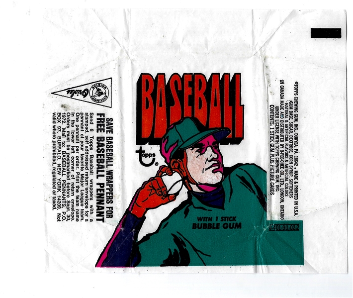 1972 Topps Baseball Card Wrapper - Better Grade