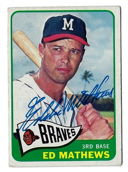 1965 Eddie Mathews (HOF) Autographed Topps Baseball Card with COA