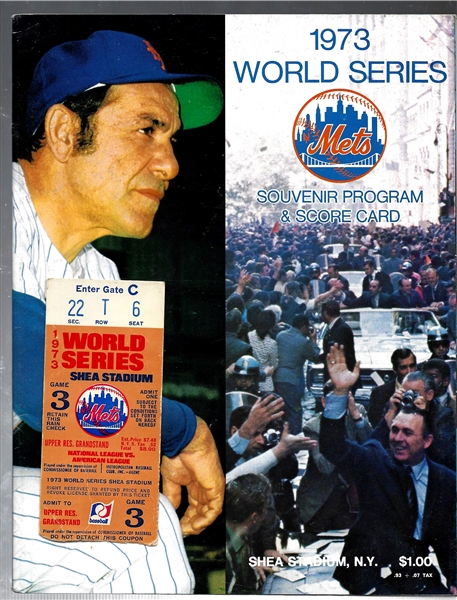 1973 World Series (Mets vs. A's) Official Program with Ticket