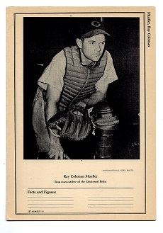 1946 - 48 Ray Mueller (Cincinnati Reds) Sports Exchange Large Size Card