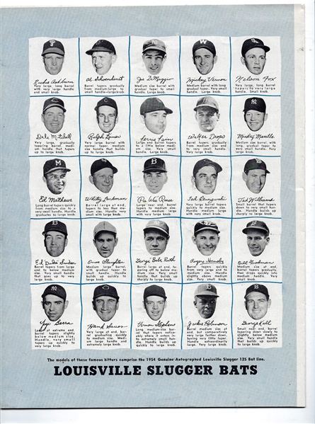 1954 Louisville Slugger Fold Open Catalogue Loaded with Star Players