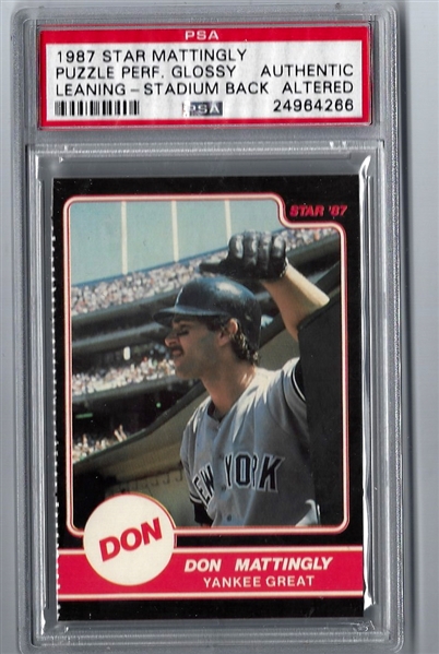 1987 Don Mattingly - Star Co. - PSA Graded Authentic Altered - Puzzle Back