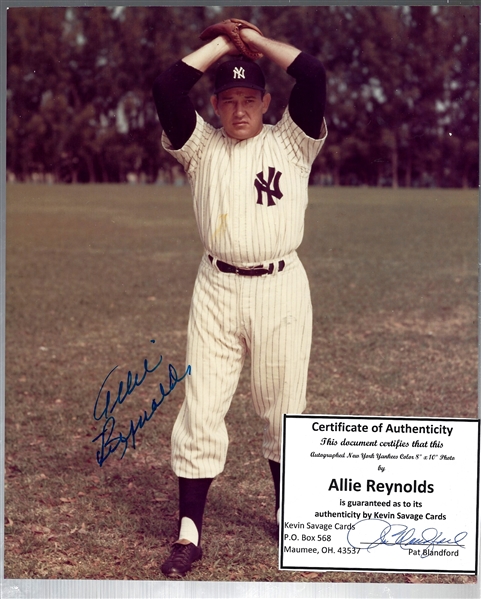 Allie Reynolds (NY Yankees) Autrographed 8 x 10 Color Photo with COA