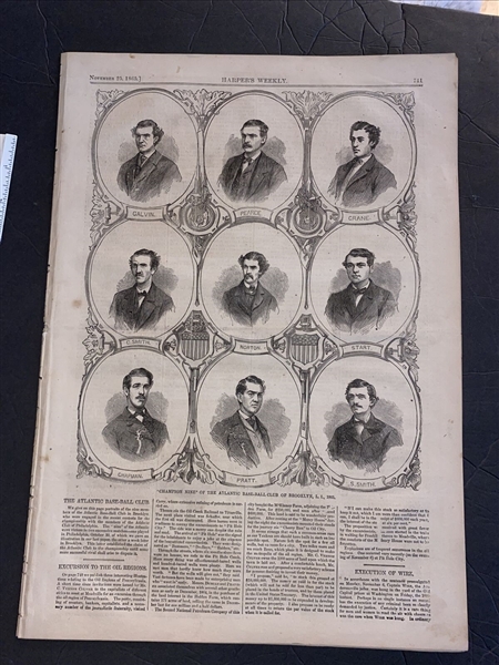 1865 Brooklyn Atlantics Harper's Weekly Team Composite with HOF'er Pud Galvin