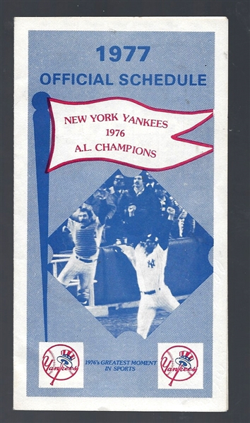 1977 NY Yankees (World Champions) Official Schedule