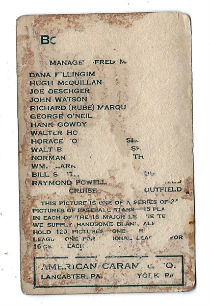 1922 Joe Oeschger (Boston Braves) American Caramel Card