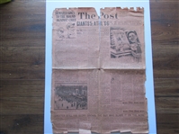 1913 World Series (NY Giants vs. Phila. As) Game # 4 - Bender vs. Demaree - Same Day Front Page Paper