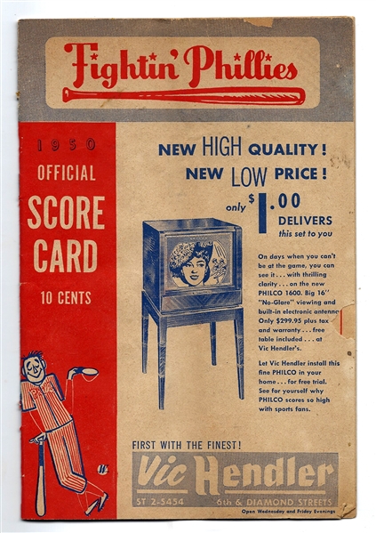 1950 Philadelphia Phillies (NL Champion Whiz Kids) Official Program at Shibe Park