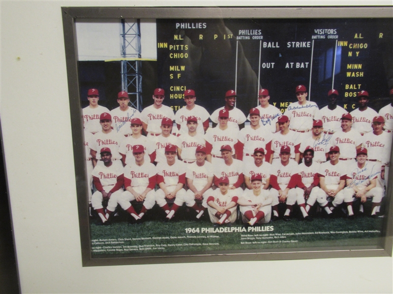 1964 Philadelphia Phillies Matted & Framed Display Piece with (5) Autographs